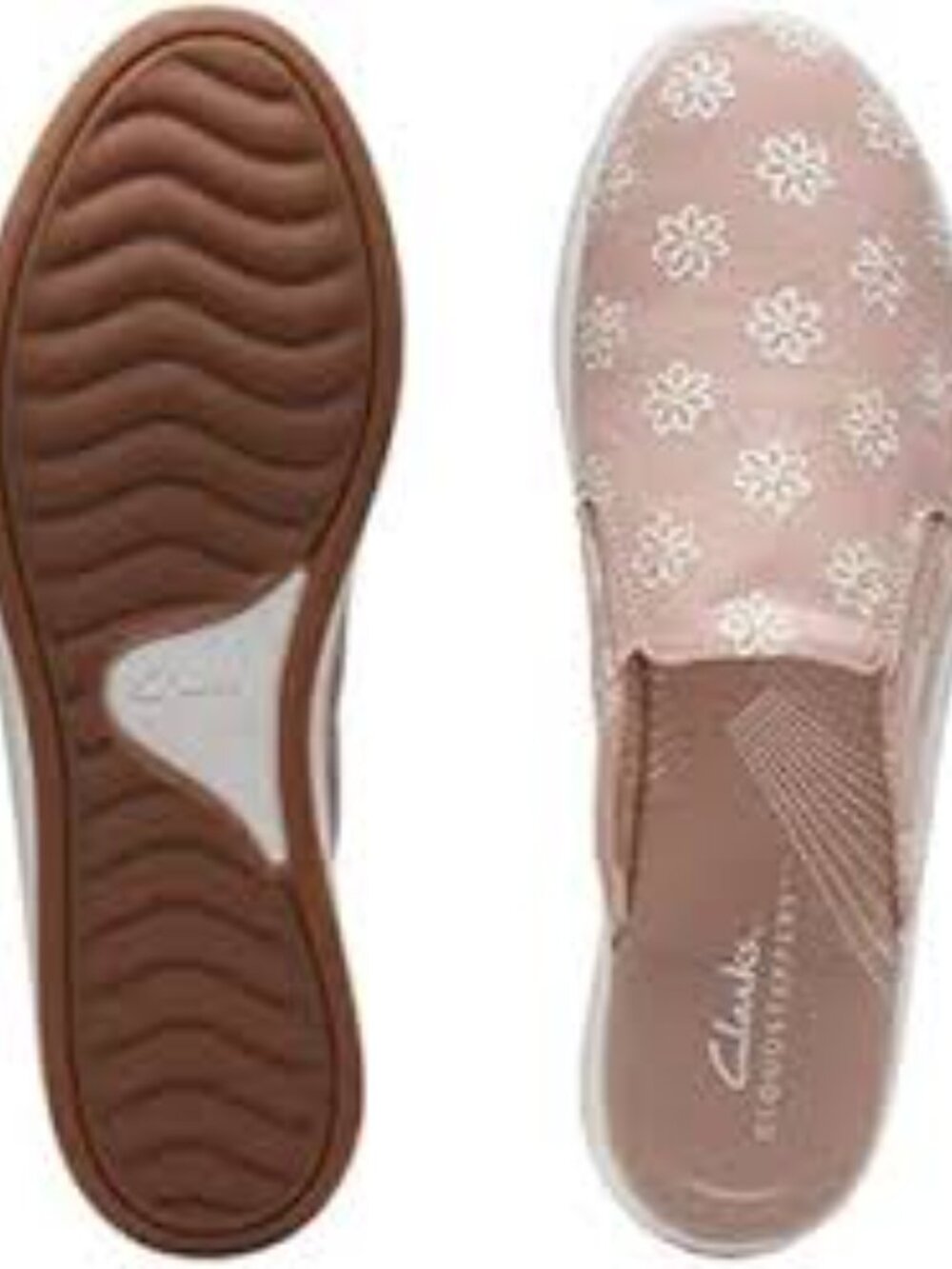 Clarks Cloudsteppers Breeze Shore Canvas Mules - Taupe Floral Daisy Size 6 NIB
